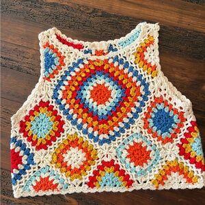 Altar'd State Crochet Tank Top Womens Small Boho Festival Knit Pullover